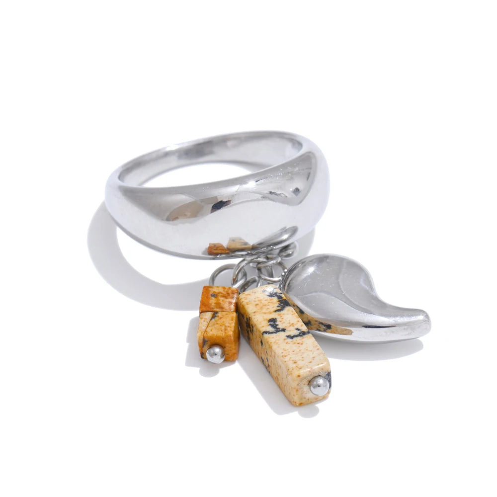 18K Gold Plated Natural Stone Pendant Ring with Chili Pepper Design | Unique Handmade Jewelry – Euphoria Jewels Co