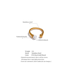 Open Thin Freshwater Pearl Ring, 18K Gold Plated | Elegant and Delicate Stainless Steel Jewelry – Euphoria Jewels Co
