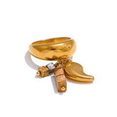 18K Gold Plated Natural Stone Pendant Ring with Chili Pepper Design | Unique Handmade Jewelry – Euphoria Jewels Co
