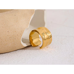 Minimalist Geometric Wide Ring 18K Gold Plated | Modern Statement Ring – Euphoria Jewels Co