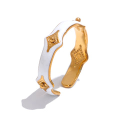 18K Gold Plated White Enamel Open Star Ring | Chic Adjustable Stainless Steel Ring – Euphoria Jewels Co