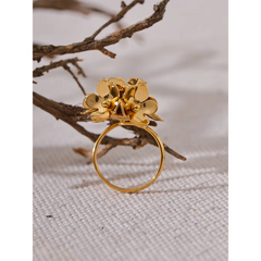 Adjustable 3D Flower Ring in 18K Gold Plating | Chic Stainless Steel Jewelry – Euphoria Jewels Co