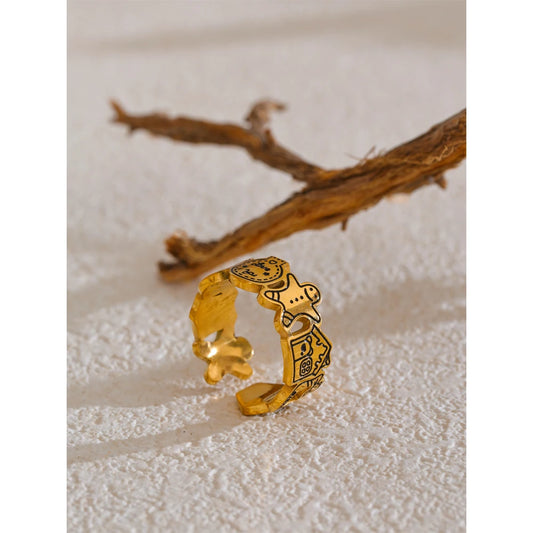 Creative Open Graffiti Ring 18K Gold Plated | Bold Fashion Jewelry – Euphoria Jewels Co