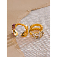 Open Colorful Zirconia Ring, 18K Gold Plated | Luxurious Geometric Design, Stainless Steel – Euphoria Jewels Co