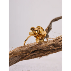 Adjustable 3D Flower Ring in 18K Gold Plating | Chic Stainless Steel Jewelry – Euphoria Jewels Co