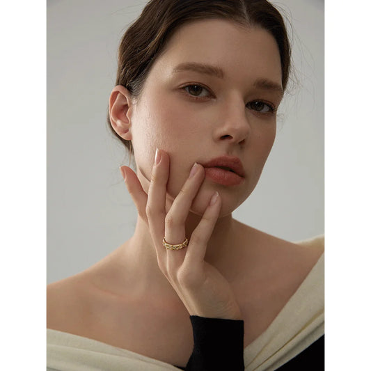 Open White Enamel Ring, 18K Gold Plated | Chic Everyday Stainless Steel Jewelry – Euphoria Jewels Co