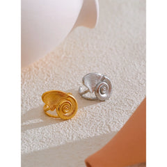 Geometric Shell Open Ring Gold Plated | Modern Stainless Steel Statement Ring – Euphoria Jewels Co