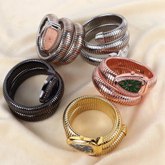 ✨ שעון קווורץ יוקרתי לנשים עם עיצוב נחש וגמיש, עשוי נירוסטה – שעון קז'ואל ומתנה מעולה 💎