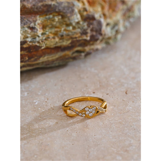 Dainty Heart Zirconia Ring Gold Plated | Elegant Everyday Stainless Steel Jewelry – Euphoria Jewels Co