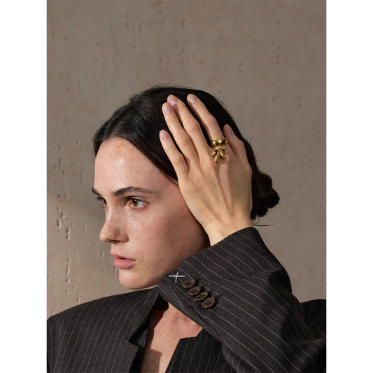 18K Gold Plated Natural Stone Pendant Ring with Chili Pepper Design | Unique Handmade Jewelry – Euphoria Jewels Co