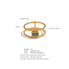 Hollow Layered Green Zirconia Ring, 18K Gold Plated | Elegant Modern Jewelry – Euphoria Jewels Co