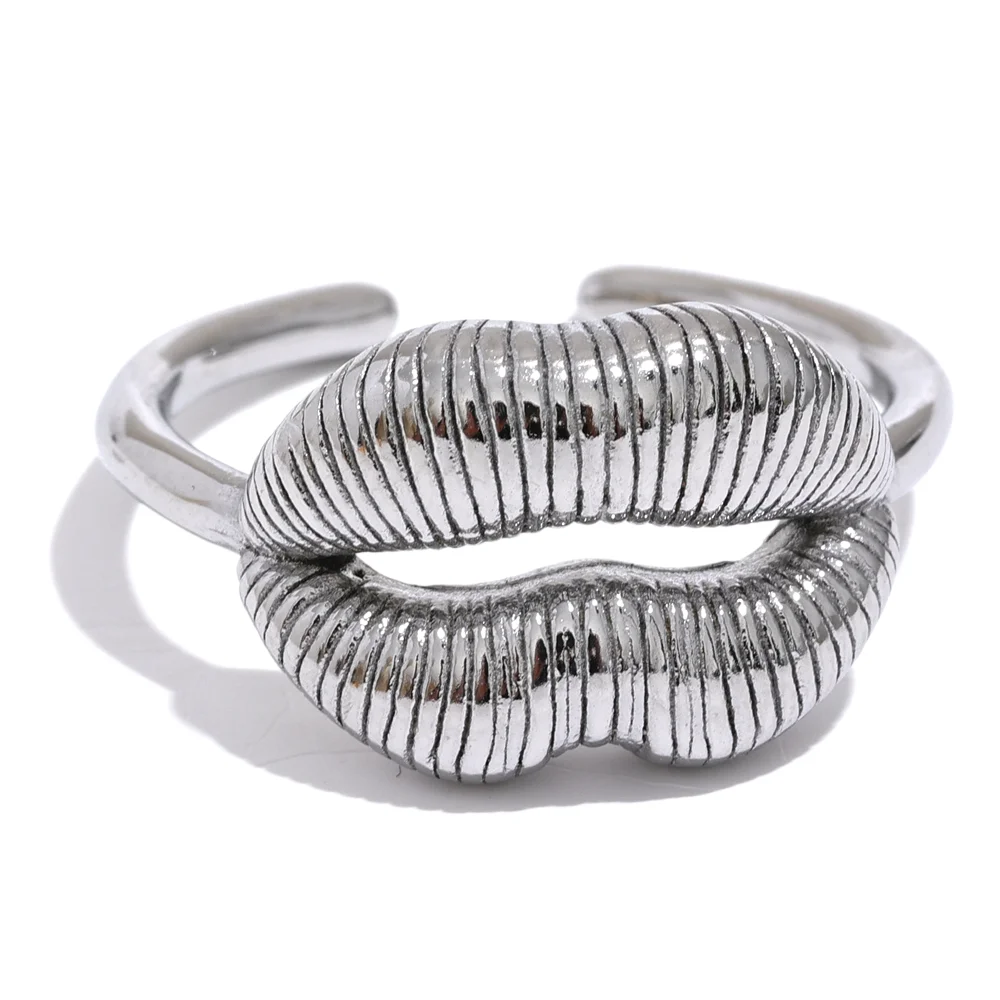 Gold Plated Open Lip Ring | Unique Fashion Jewelry Stainless Steel – Euphoria Jewels Co