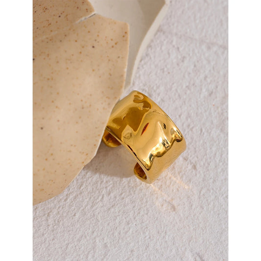 Minimalist Geometric Wide Ring 18K Gold Plated | Modern Statement Ring – Euphoria Jewels Co