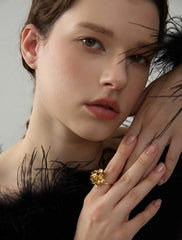 Adjustable 3D Flower Ring in 18K Gold Plating | Chic Stainless Steel Jewelry – Euphoria Jewels Co