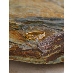 Dainty Heart Zirconia Ring Gold Plated | Elegant Everyday Stainless Steel Jewelry – Euphoria Jewels Co