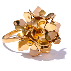Adjustable 3D Flower Ring in 18K Gold Plating | Chic Stainless Steel Jewelry – Euphoria Jewels Co