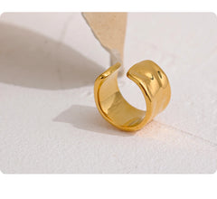 Minimalist Geometric Wide Ring 18K Gold Plated | Modern Statement Ring – Euphoria Jewels Co