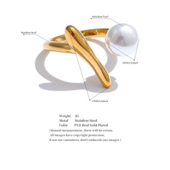 Chic Geometric Pearl Ring in Platinum and Gold Plating | Elegant Everyday Jewelry – Euphoria Jewels Co