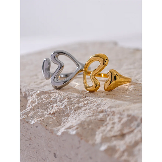 Hollow Heart Minimalist Ring, 18K Gold Plated | Chic Stainless Steel Jewelry – Euphoria Jewels Co