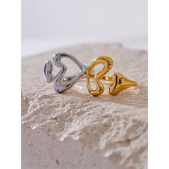 Hollow Heart Minimalist Ring, 18K Gold Plated | Chic Stainless Steel Jewelry – Euphoria Jewels Co