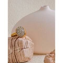 Sparkling Zirconia Ring with 18k Gold Plating | Elegant Geometric Stainless Steel Ring – Euphoria Jewels Co