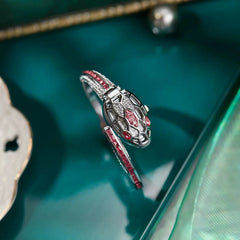 ✨ שעון קווורץ לנשים עם עיצוב נחש וצמיד ריינסטון – מתנה אופנתית לאישה 💎