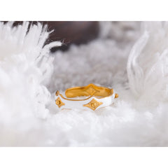 18K Gold Plated White Enamel Open Star Ring | Chic Adjustable Stainless Steel Ring – Euphoria Jewels Co
