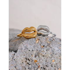Gold Plated Open Lip Ring | Unique Fashion Jewelry Stainless Steel – Euphoria Jewels Co