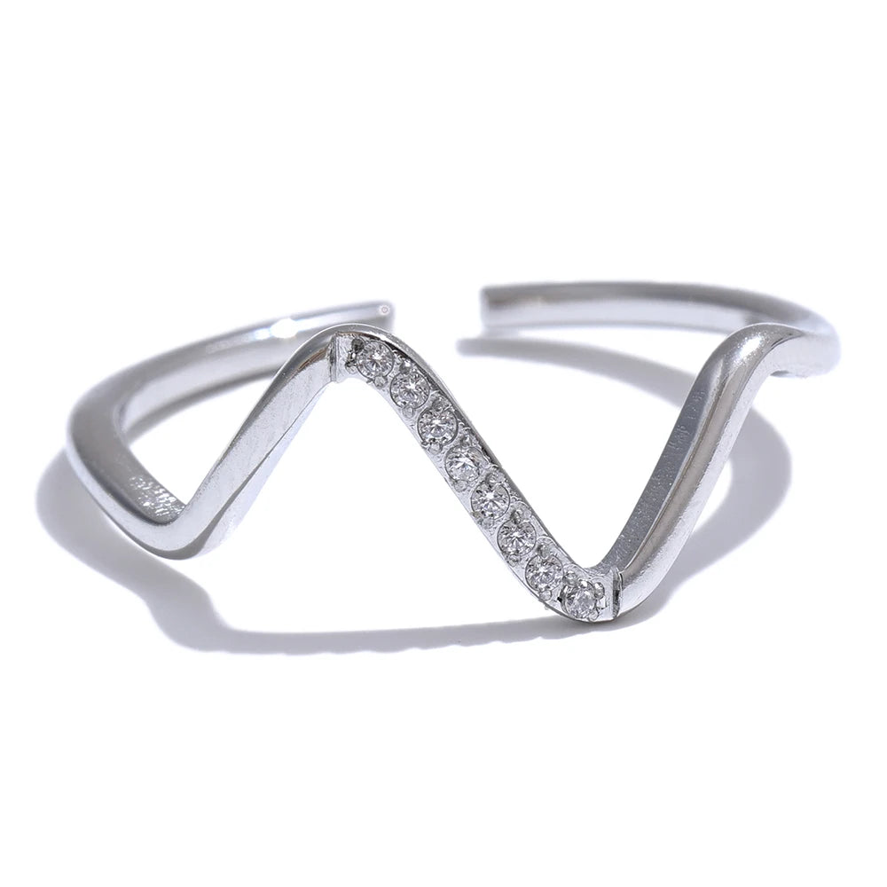 Adjustable Asymmetrical Open Ring with Platinum Plating | Modern Geometric Design – Euphoria Jewels Co