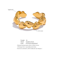 Adjustable Open Heart Ring, 18K Gold Plated | Romantic Chic Everyday Jewelry – Euphoria Jewels Co