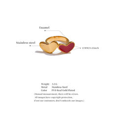 18K Gold Plated Red Enamel Heart Ring | Romantic, Smooth & Elegant Jewelry – Euphoria Jewels Co
