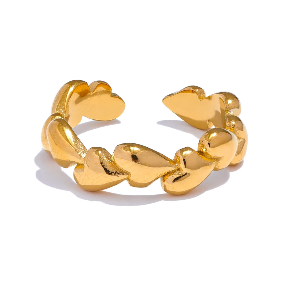 Adjustable Open Heart Ring, 18K Gold Plated | Romantic Chic Everyday Jewelry – Euphoria Jewels Co