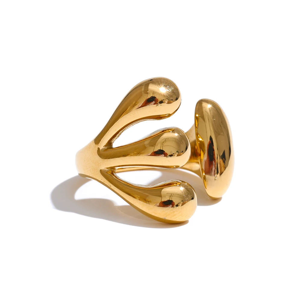 Adjustable Open Geometric Ring, Gold and Platinum Plated | Smooth Modern Design – Euphoria Jewels Co