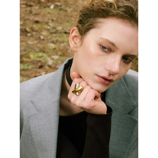 Open ring with unique texture, 18k gold plated | Modern and versatile design – Euphoria Jewels Co