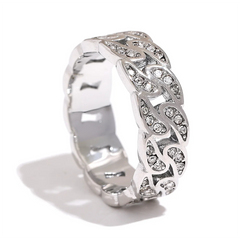 Hollow Chain Ring with Zirconia, 18K Gold Plated | Elegant Round Design in Stainless Steel – Euphoria Jewels Co