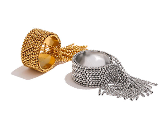 Adjustable Chain Tassel Ring, 18K Gold Plated | Fashion Statement Ring – Euphoria Jewels Co