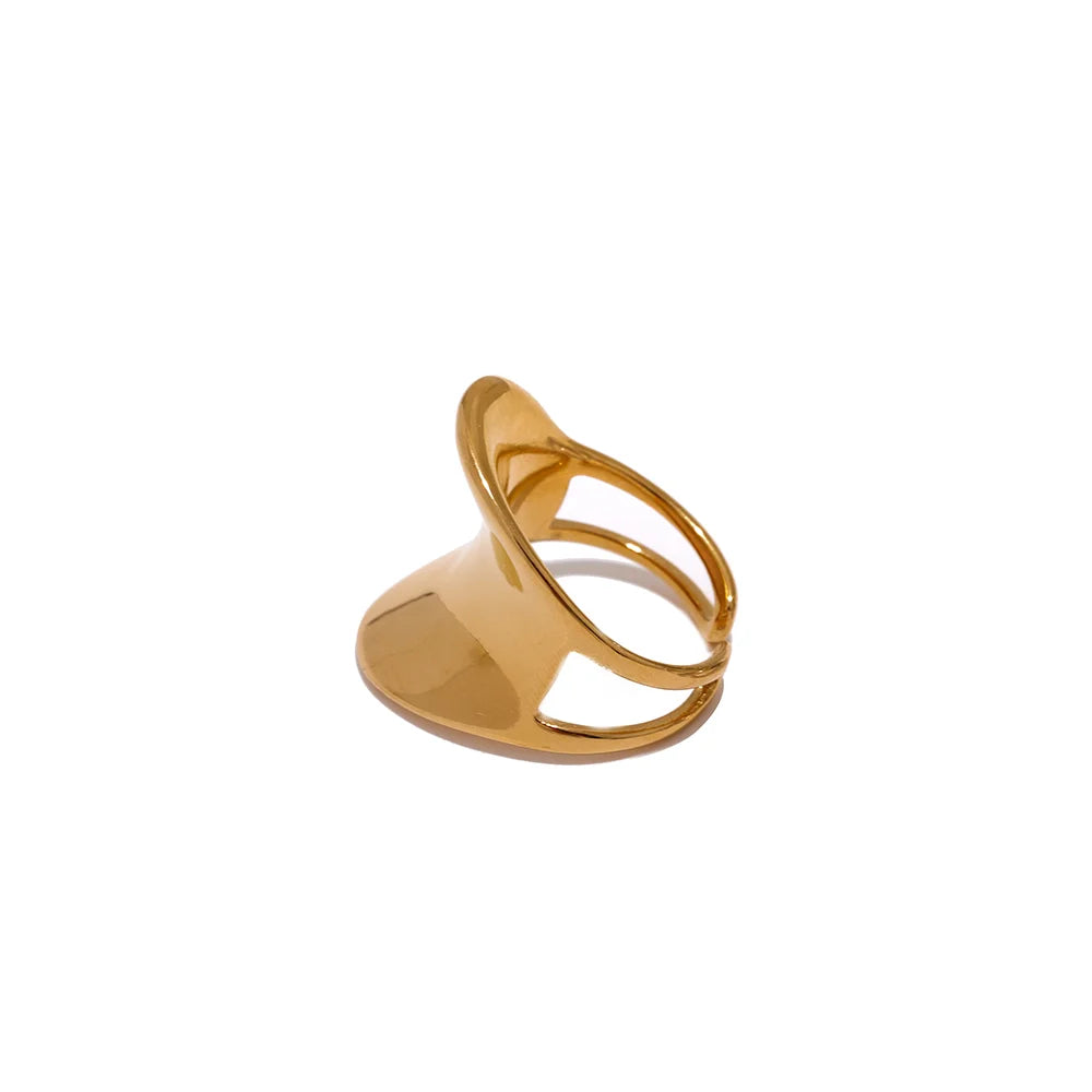 Large Minimalist Statement Ring in 18K Gold Plating | Bold Geometric Design Stainless Steel – Euphoria Jewels Co