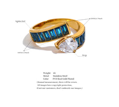 Luxurious Gold Ring with Colorful Zirconia Stones | Hypoallergenic Jewelry with 18K Gold Plating – Euphoria Jewels Co