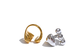 Adjustable Open Geometric Ring, Gold and Platinum Plated | Smooth Modern Design – Euphoria Jewels Co