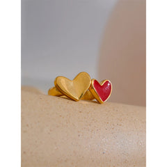 18K Gold Plated Red Enamel Heart Ring | Romantic, Smooth & Elegant Jewelry – Euphoria Jewels Co