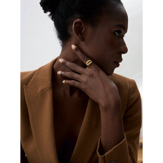 Gold Plated Open Lip Ring | Unique Fashion Jewelry Stainless Steel – Euphoria Jewels Co