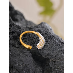 Elegant Open Pearl Ring Gold Plated | Chic and Feminine Stainless Steel Jewelry – Euphoria Jewels Co