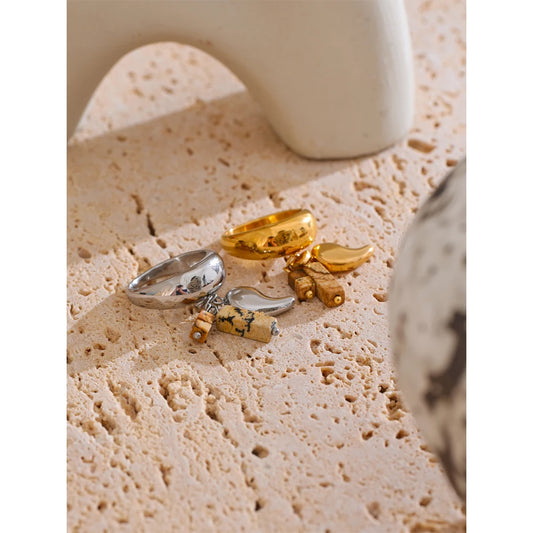 18K Gold Plated Natural Stone Pendant Ring with Chili Pepper Design | Unique Handmade Jewelry – Euphoria Jewels Co