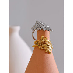 18K Gold Plated Open Leaf Ring | Natural and Geometric Design Stainless Steel – Euphoria Jewels Co