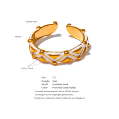 Open White Enamel Ring, 18K Gold Plated | Chic Everyday Stainless Steel Jewelry – Euphoria Jewels Co