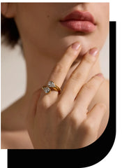 טבעת זירקוניה AAA גיאומטרית נוצצת בציפוי זהב | תכשיט יוקרתי בטקסטורה מודרנית – Euphoria Jewels Co