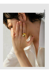 Large Minimalist Statement Ring in 18K Gold Plating | Bold Geometric Design Stainless Steel – Euphoria Jewels Co