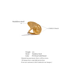 Geometric Shell Open Ring Gold Plated | Modern Stainless Steel Statement Ring – Euphoria Jewels Co