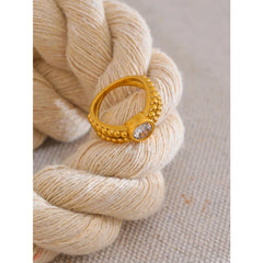 Geometric Zirconia Ring, 18K Gold Plated | Trendy Stainless Steel Design – Euphoria Jewels Co