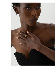 Tiger Ring with Natural Open Stone, 18K Gold Plated | Unique Vintage Design – Euphoria Jewels Co